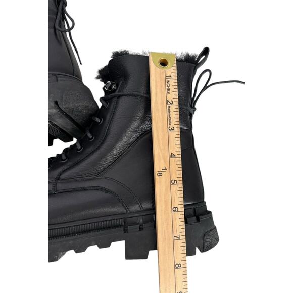 Steve Madden Eisen Black Leather Boots Mens Size 8 Combat Fur Lined Flaw main image 6